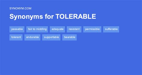 tolerable synonym|opposite of tolerated.